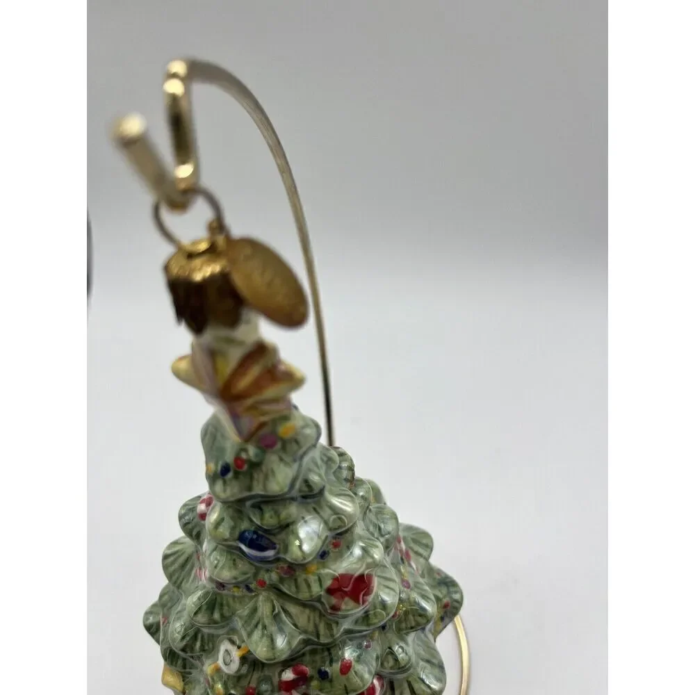 Christopher Radko Christmas Ornament Tree Presents Bell Shape Hand Painted Stand